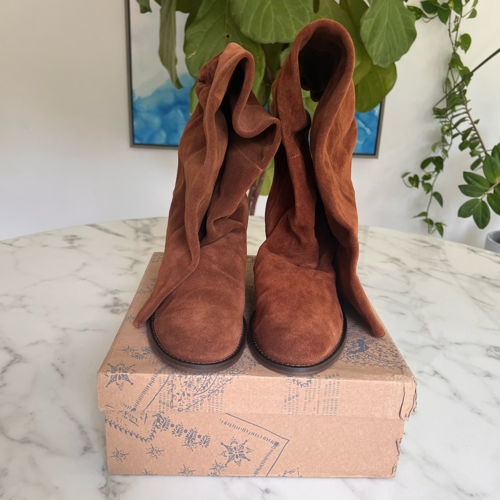 NWT Free People Elle Tall Knee High Slouch Boots Rust Suede EU 41 US 11 - Picture 4 of 14